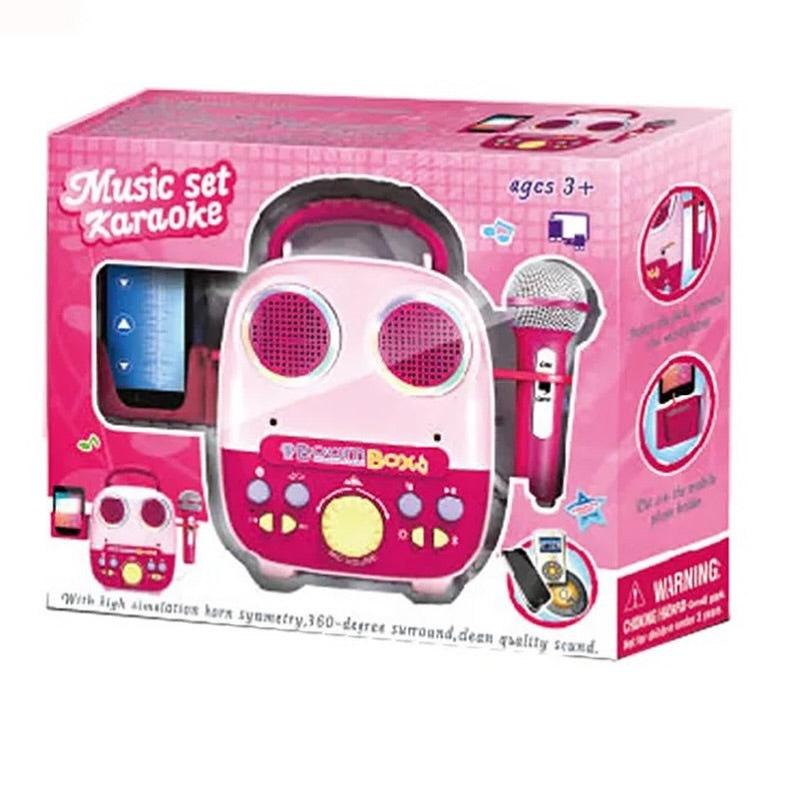 Karaoke Machine Boom Box Music Set - Pink