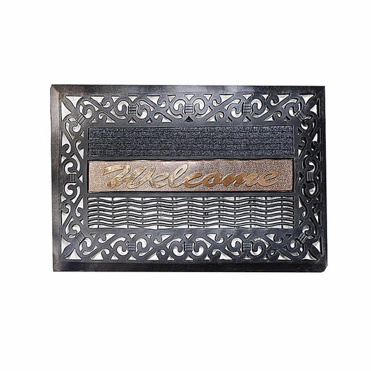 Rectangular Doormat Gold Metal Welcome Design 75 x 44.5cm Assorted Colours 0479 A