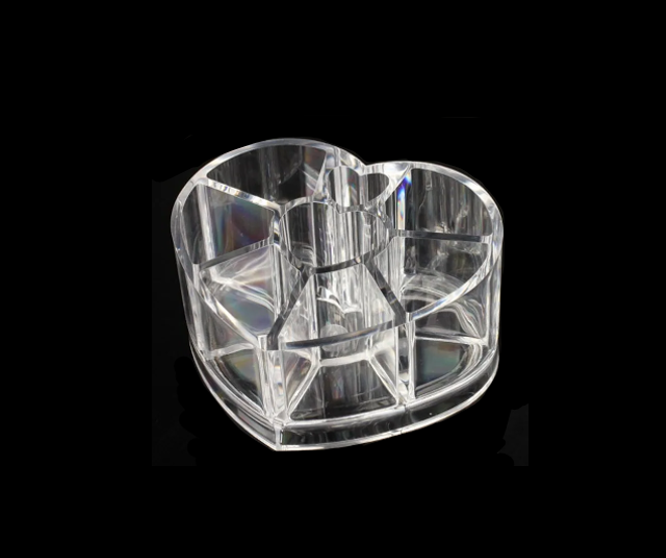 Transparent Acrylic Heart Shaped Cosmetic Make Up Organiser 11 x 9 x 5.8 cm 4696