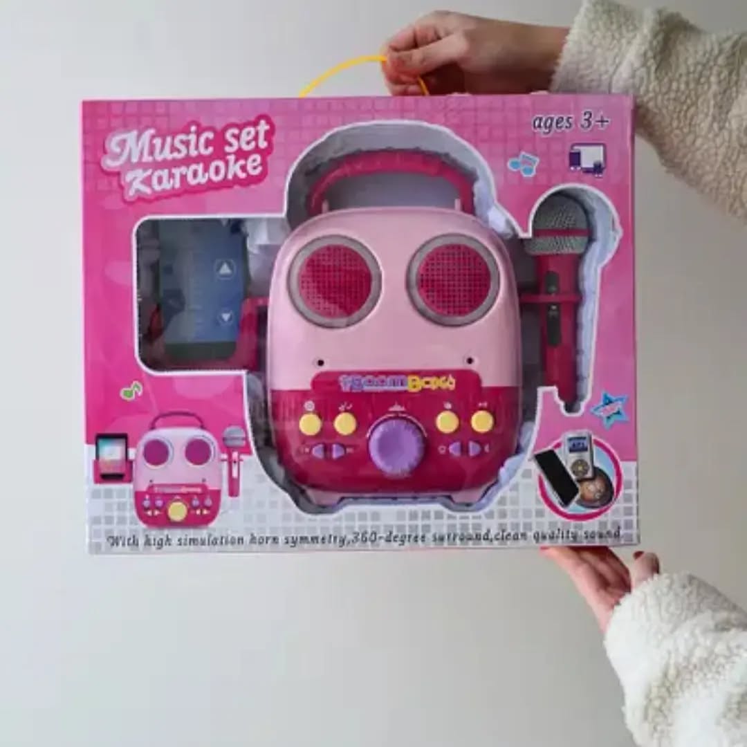 Karaoke Machine Boom Box Music Set - Pink