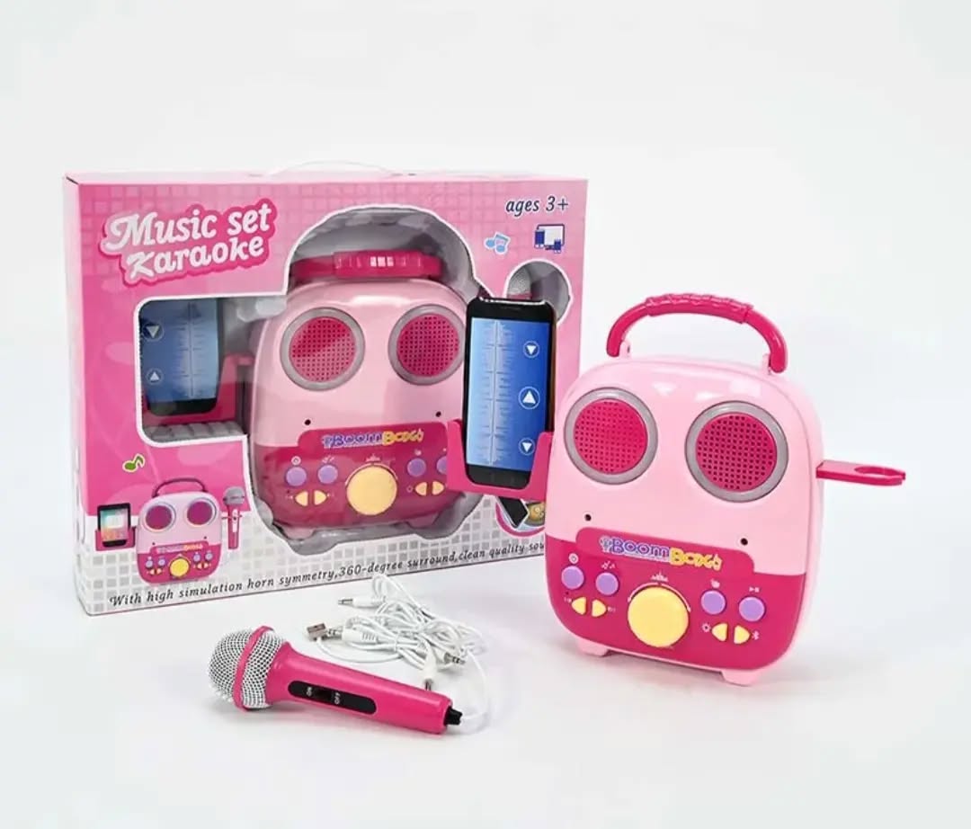 Karaoke Machine Boom Box Music Set - Pink
