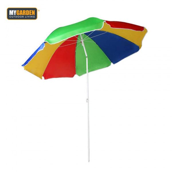 Beach Umbrella Parasol with Tilt Function 1.8 m Rainbow Colour 4708