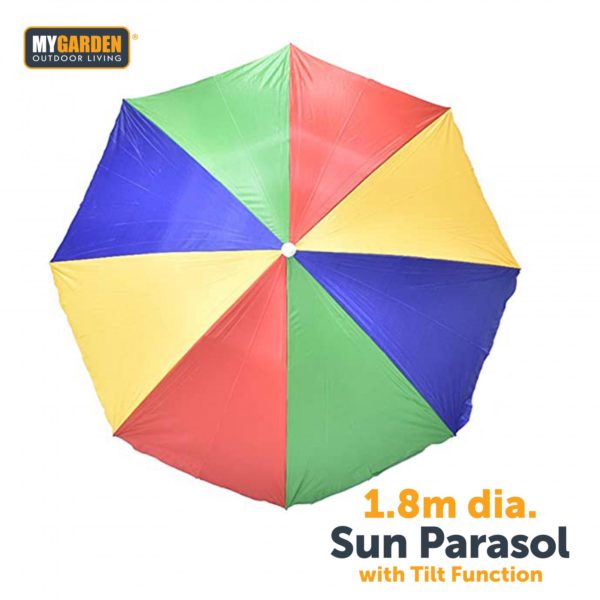 Beach Umbrella Parasol with Tilt Function 1.8 m Rainbow Colour 4708