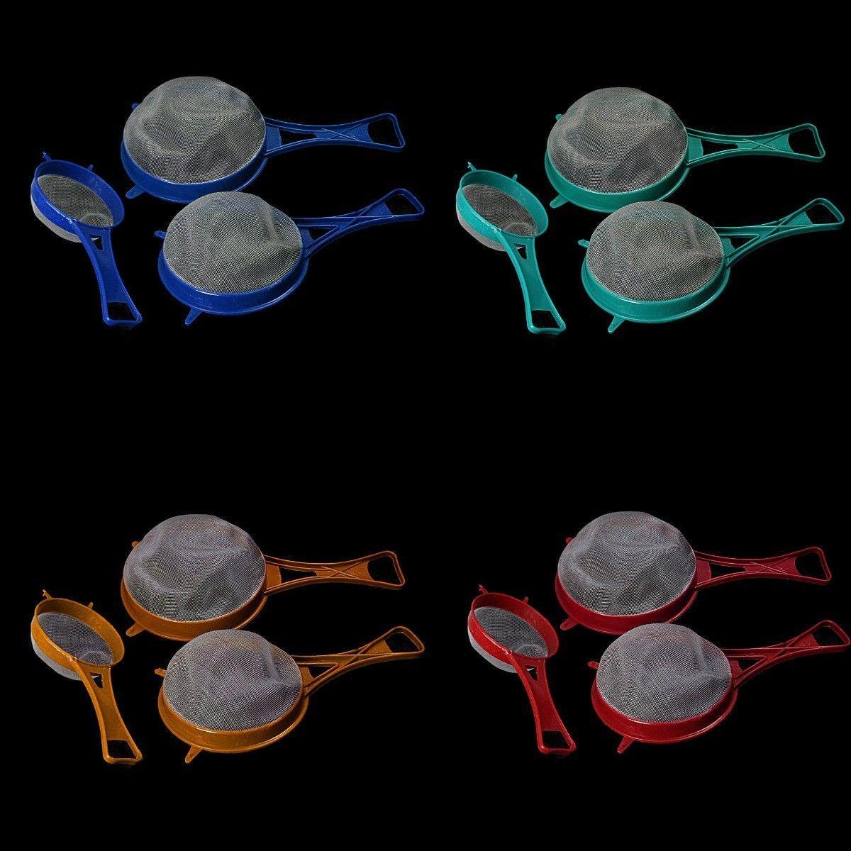 Plastic Mesh Strainer Sieve Set of 3 Assorted Colours 3110