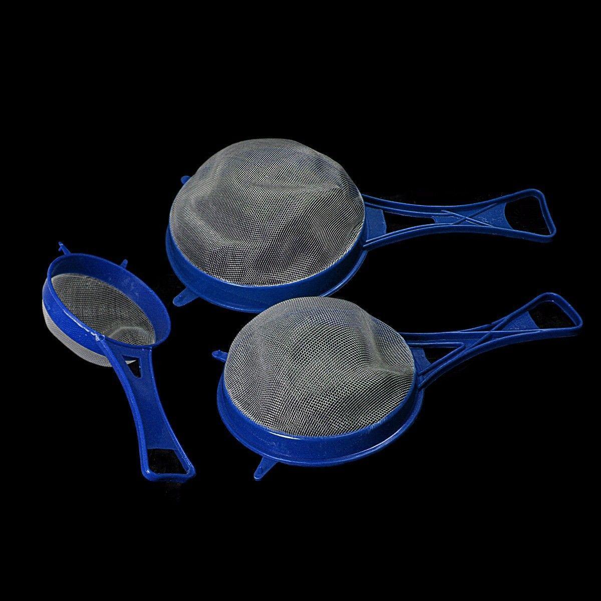 Plastic Mesh Strainer Sieve Set of 3 Assorted Colours 3110