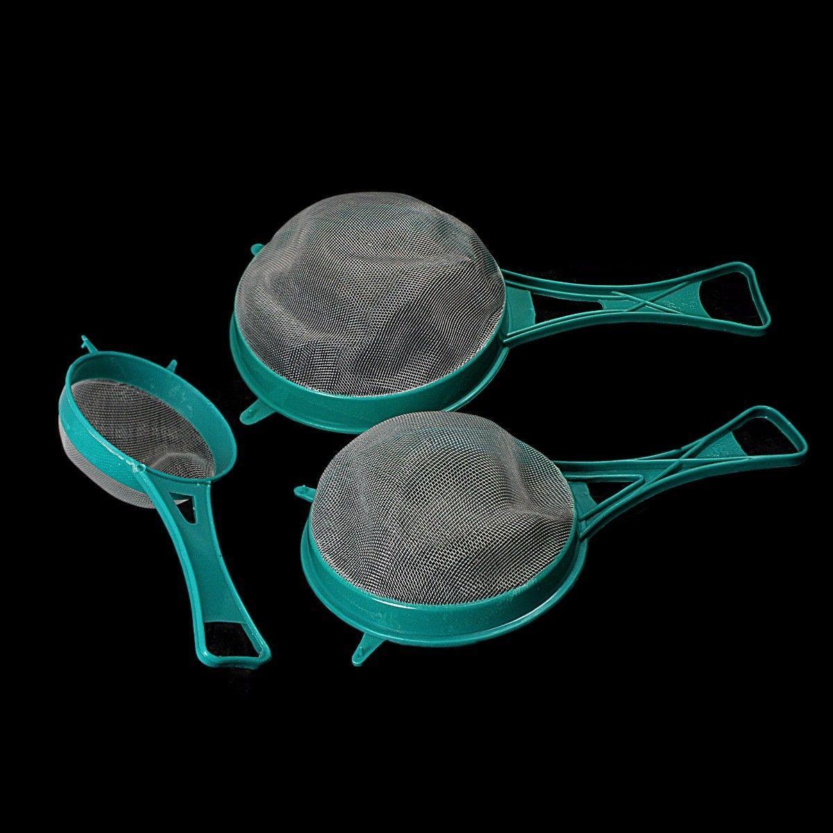Plastic Mesh Strainer Sieve Set of 3 Assorted Colours 3110