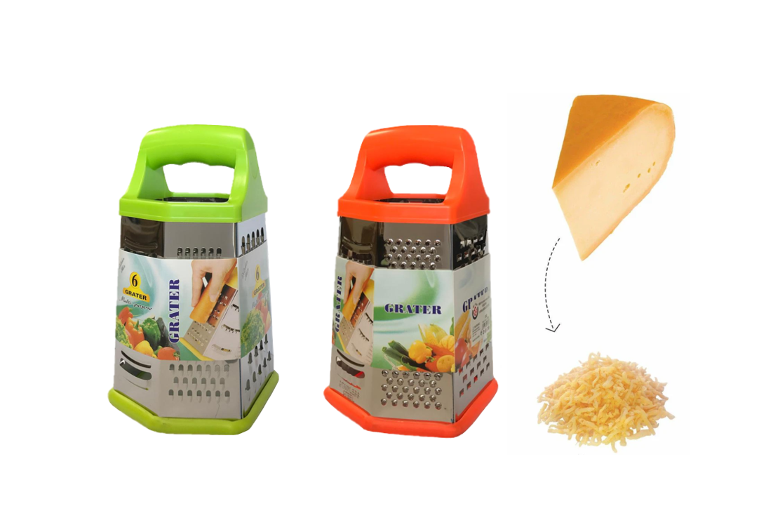 Large 6 Sided Hexagon Metal Cheese Shredder Grater 11.5 x 13 x 22 cm Assorted Colours 4767