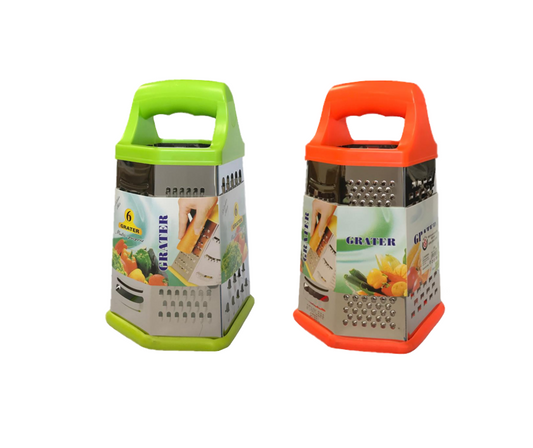 6 Sided He x agon Metal Cheese Shredder Grater Assorted Colours