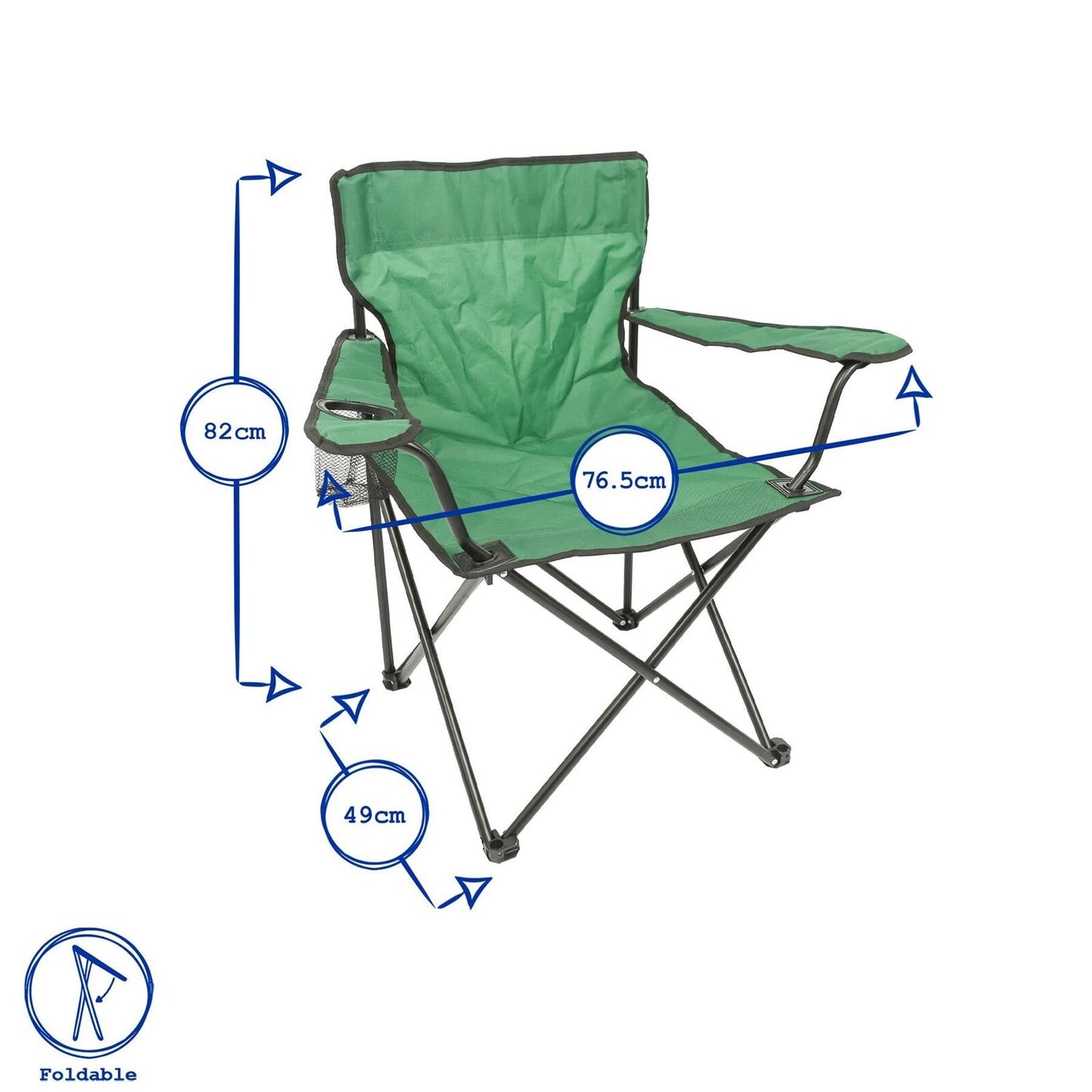 Camping Chair Bundle - 4 x Matt Black/Beige Folding Canvas Camping Fishing Chairs with Bags
