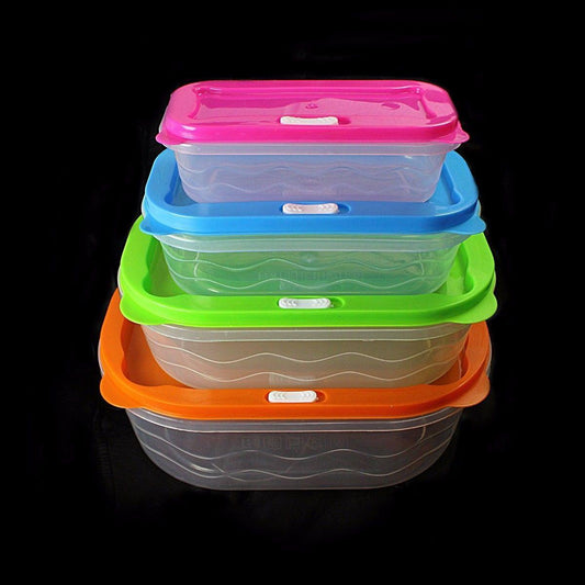 Plastic Rectangular Food Storage Containers Set of 4 0400