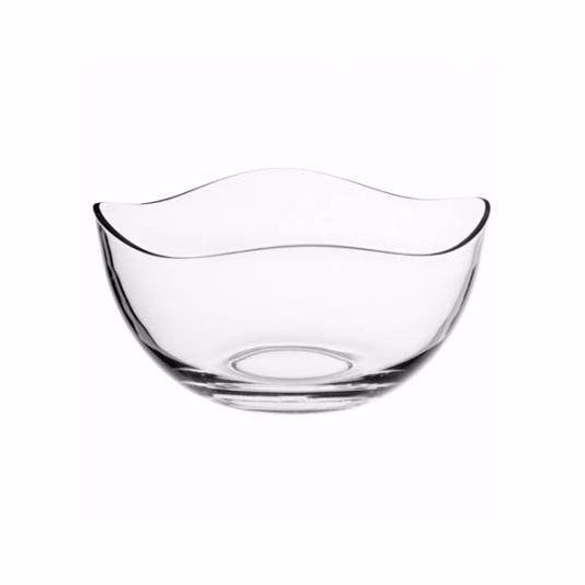 Transparent 26cm Elegantly Curved Fruit / Salad Bowl In Gloss Premium Glass Home 3344