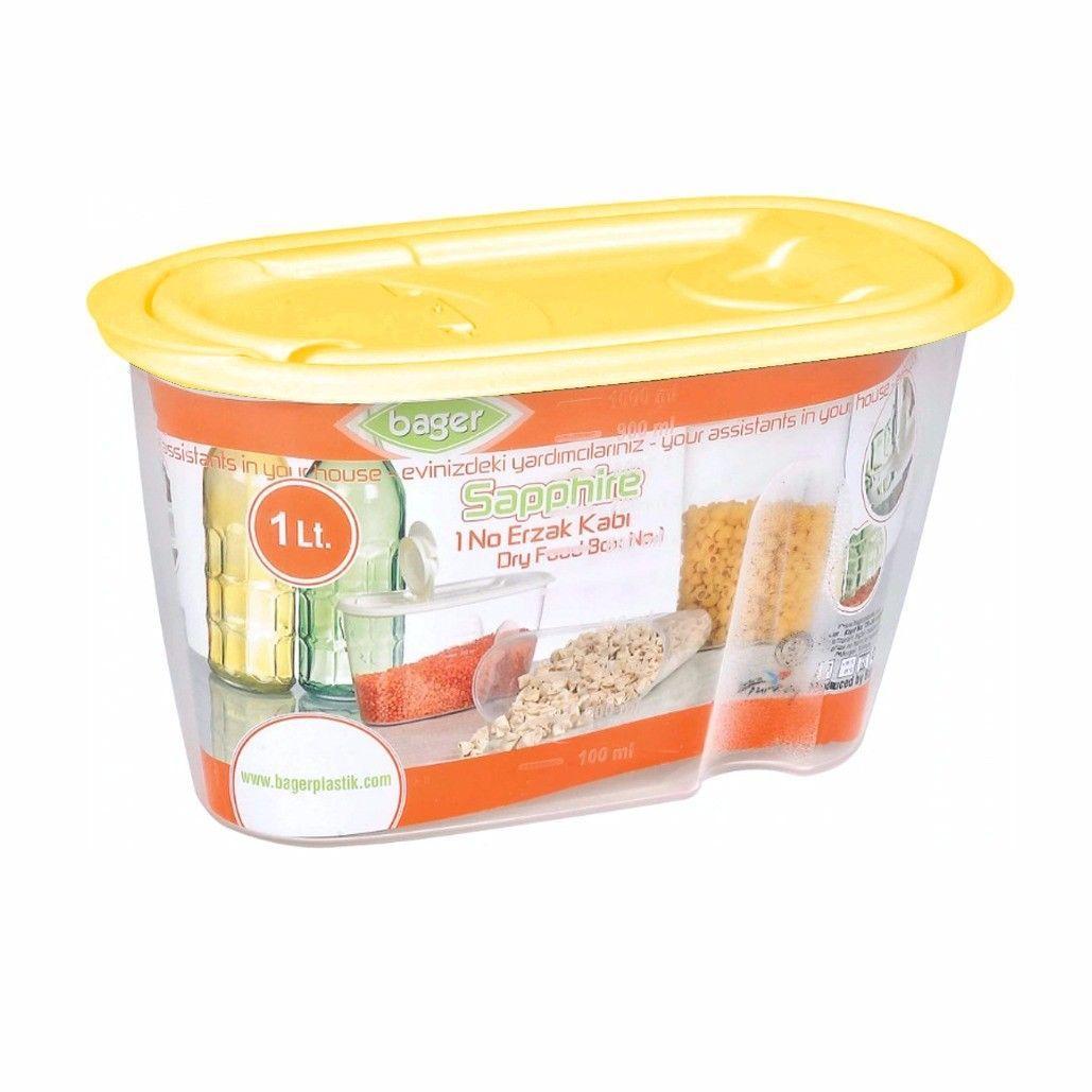 Plastic Dried Food Grains Pantry Storage Container With Pourer Lid 1L Assorted Colours Bg283 /