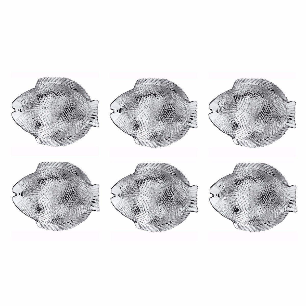 Marine Clear Glass Fish Style Shaped Fancy Small Service Plate 20cm x 16cm  10256