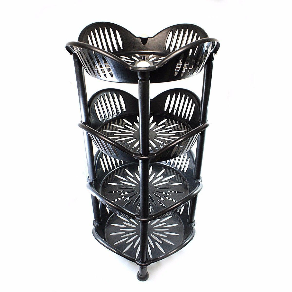 4 Tier Plastic Sunflower Vegetable Fruit Kitchen Storage Rack Assorted Colours H0424