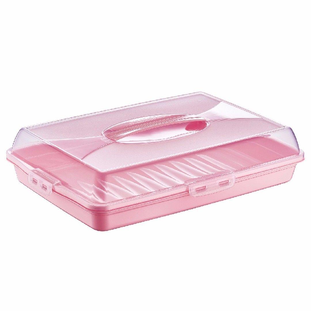 Plastic Cake Pastry Party Brownie Tray Storage Carry Box With Cover 45 X 30 X 10 Cm Assorted Colours
