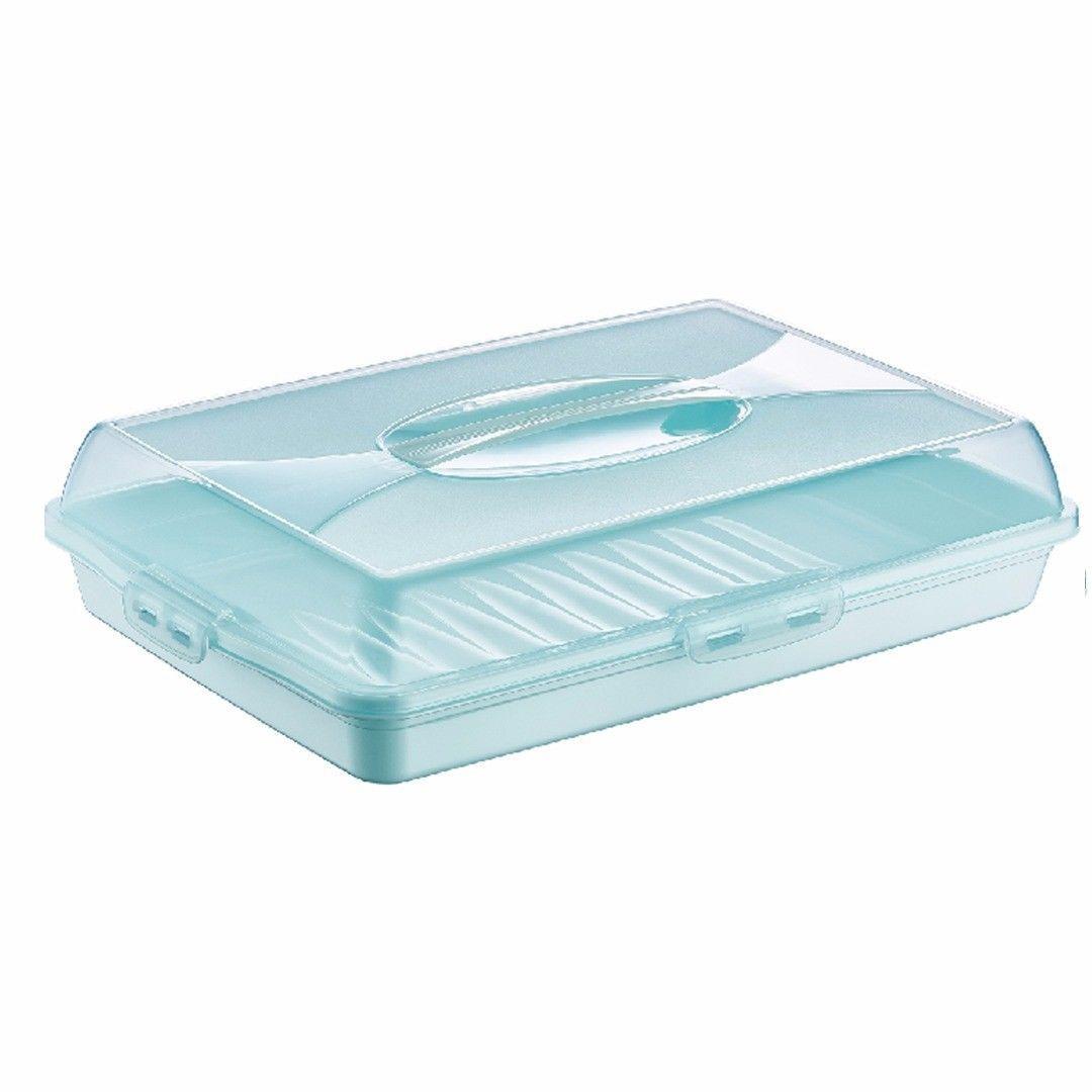 Plastic Cake Pastry Party Brownie Tray Storage Carry Box With Cover 45 X 30 X 10 Cm Assorted Colours