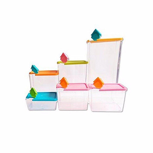 6 Piece Set Plastic Food Storage Airtight Microwave Fridge Dishwasher Safe 4064