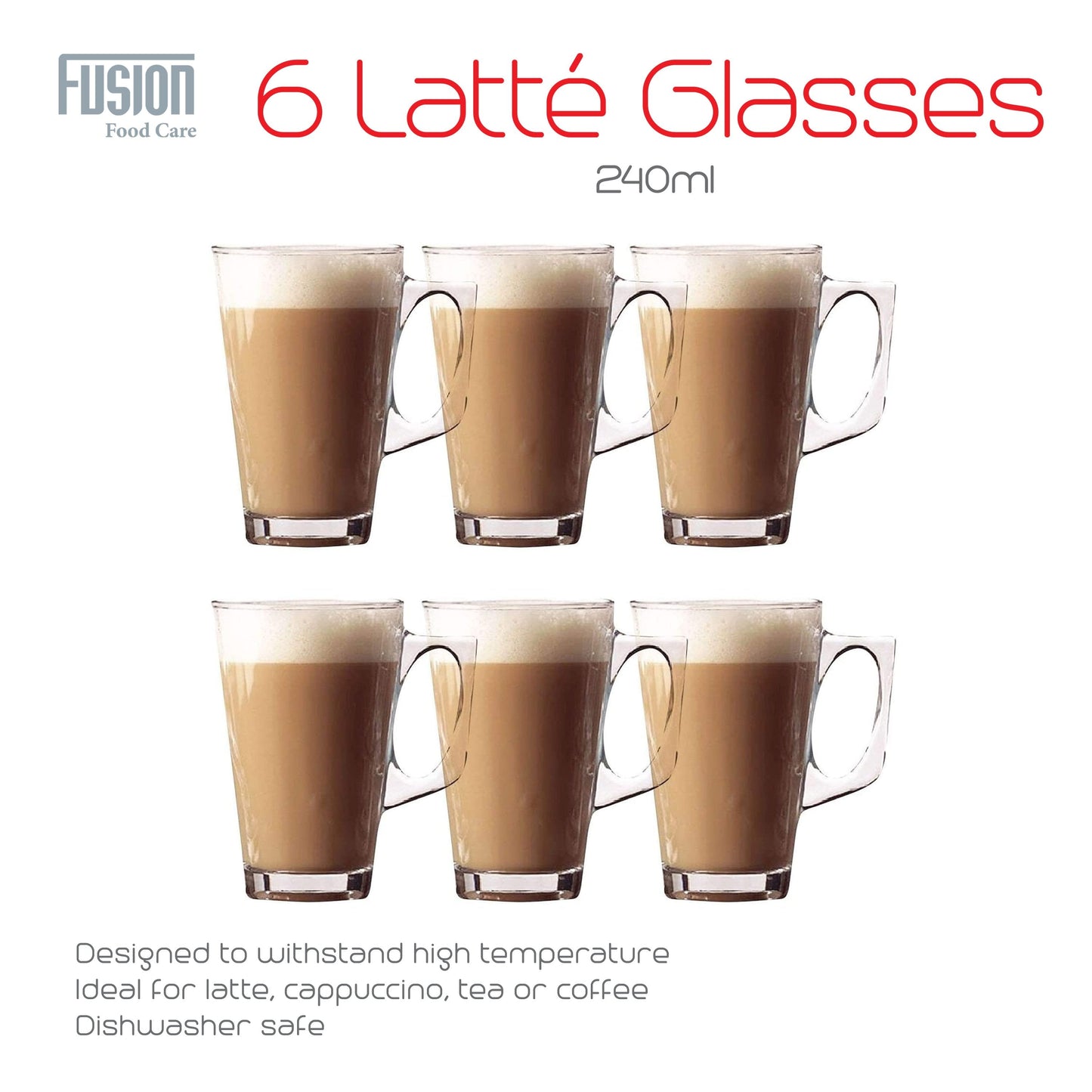 Latte Glasses 240ml Set of 6 4944