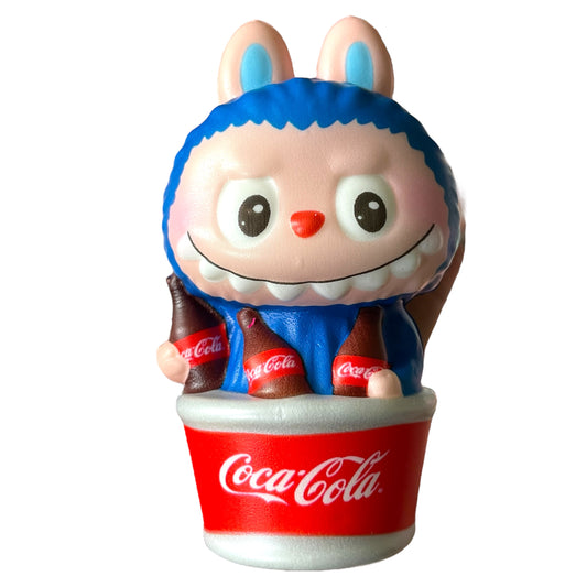 Labubu Style Limited Edition Coca Cola Squishy Stress Anxiety Relief Fidget Squish Toy - Blue Bucket