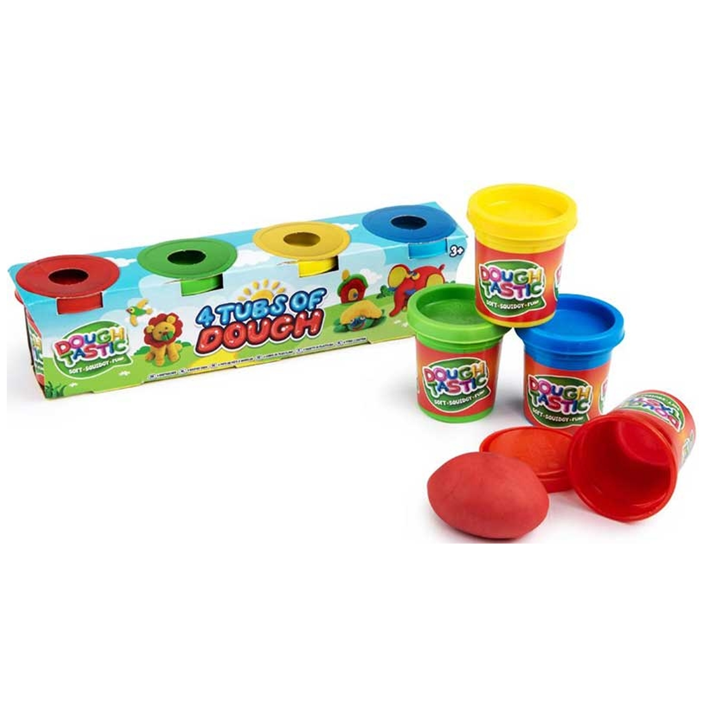 DoughTastic 4 Tubs of Dough (4 x 50g) Soft, Squidgy Fun for Kids