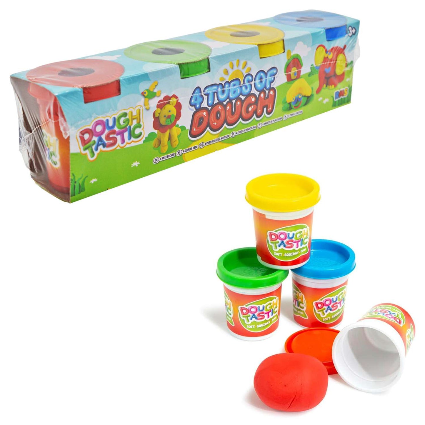 DoughTastic 4 Tubs of Dough (4 x 50g) Soft, Squidgy Fun for Kids