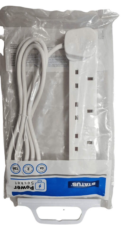 4 Way UK 3 Pin Plug Surge Protected Extension Lead 2 Metre 4WS2M20 A