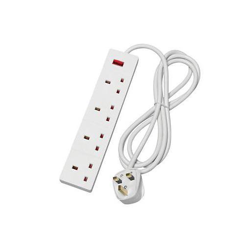 4 Gang Switched Extension Lead + Surge 2 Metre Pif2029 /