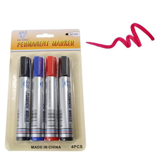 Permanent Markers Pack Of 4 Assorted Colours