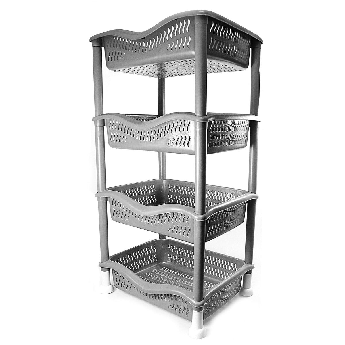 4 Tier Plastic Kitchen Food Storage Rack Easy To Assemble