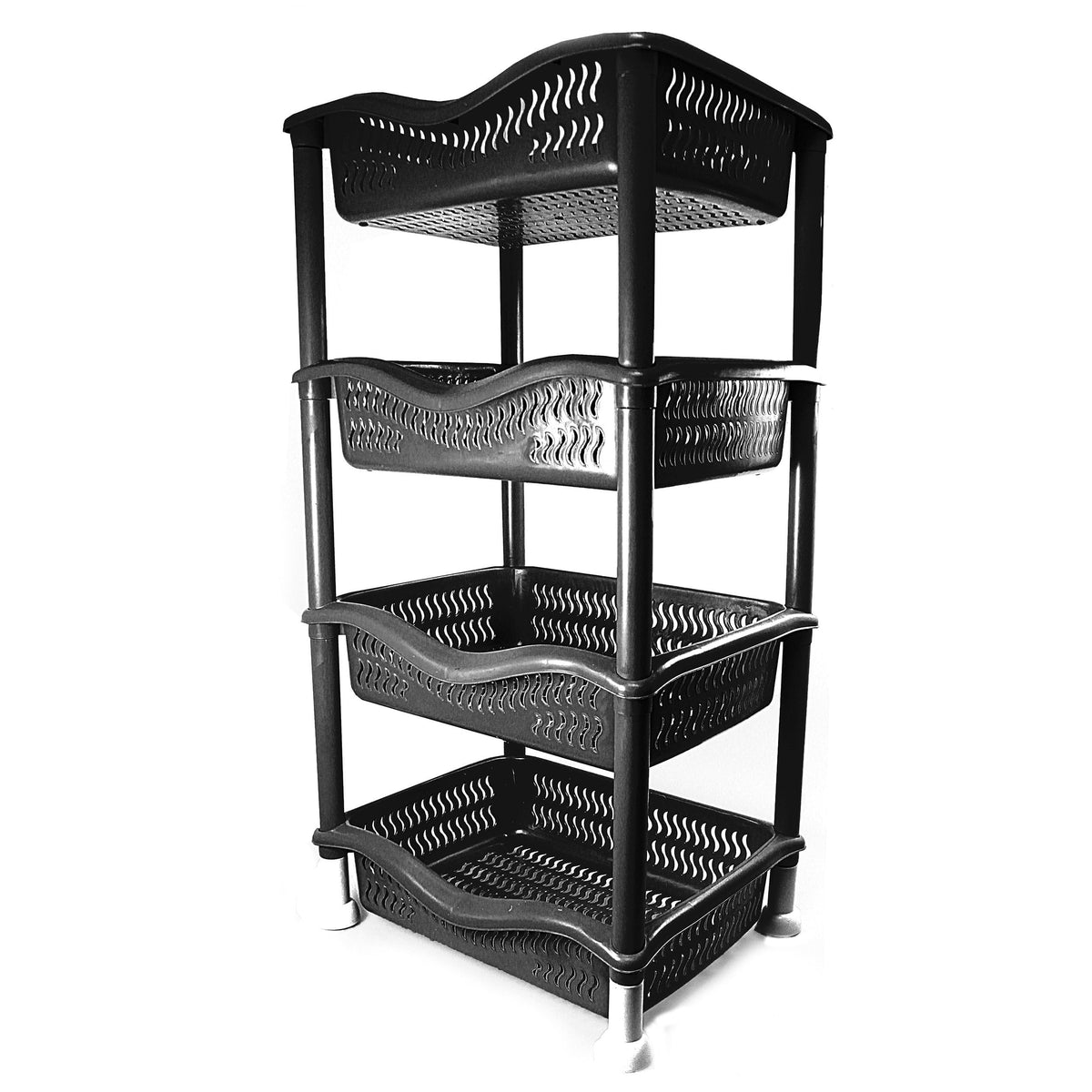 4 Tier Plastic Kitchen Food Storage Rack Easy To Assemble
