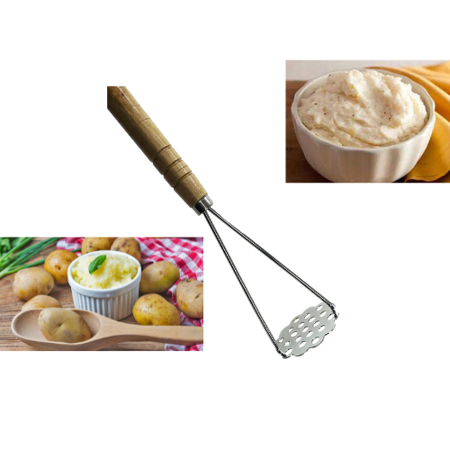 Kitchen Steel Potato Masher/ Press Wooden Handle Food Prep 3647 A