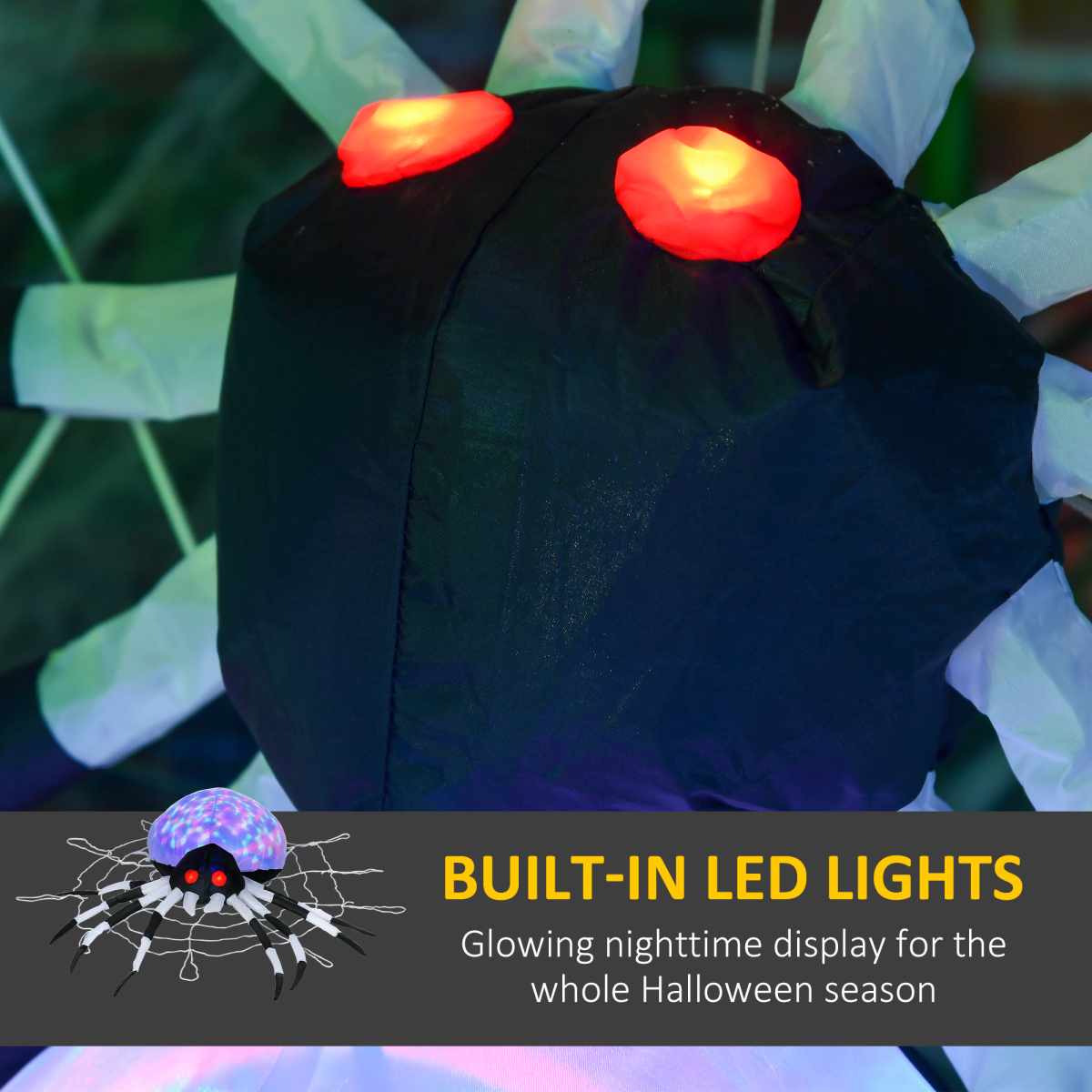 5FT Long Halloween Inflatable Spider Blow-Up Outdoor LED Garden Display
