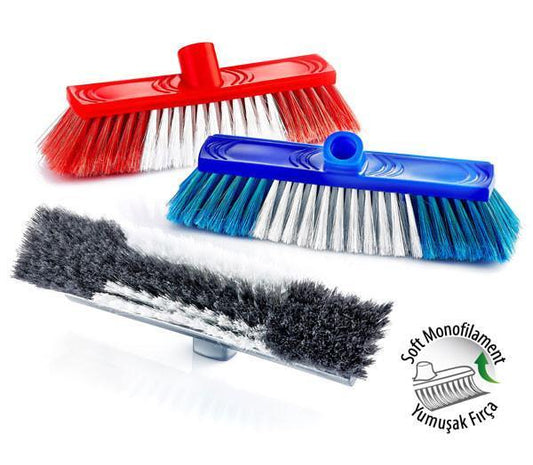 Plastic Soft Bristle Cleaning Broom Brush Assorted Colours