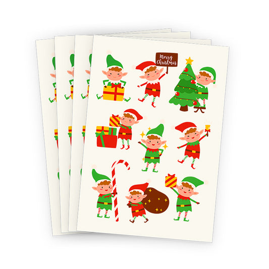 Christmas Elves Tattoo Sheets x 4 (48 Tattoos)