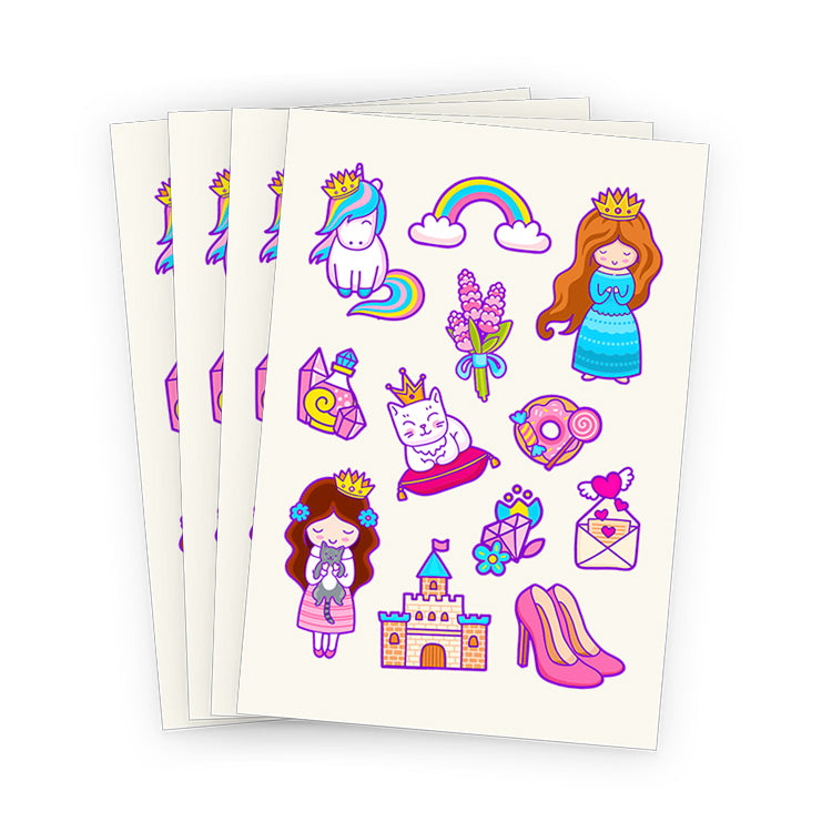 Princess Tattoo Sheets x 4 (48 Tattoos)