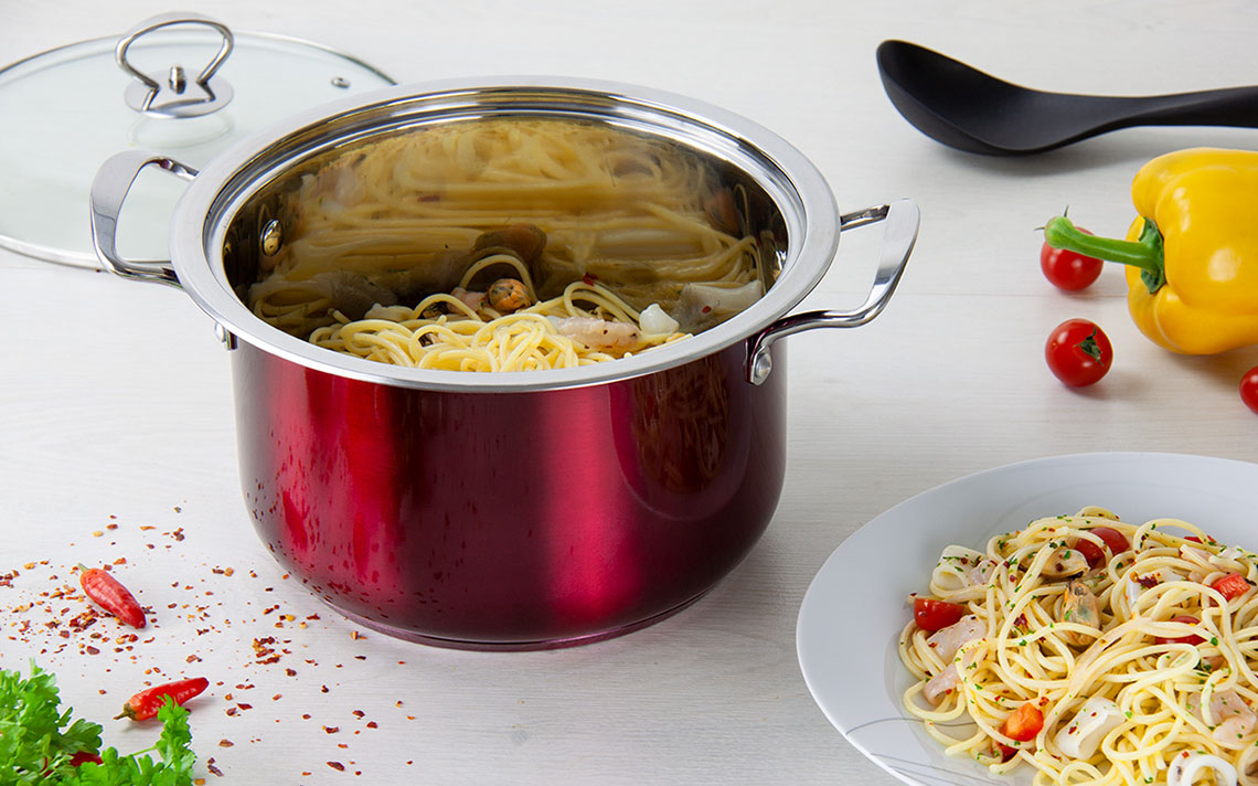 Sq Professional Gems Metallic Stockpot Set Of 3 Ruby 26 – 28
