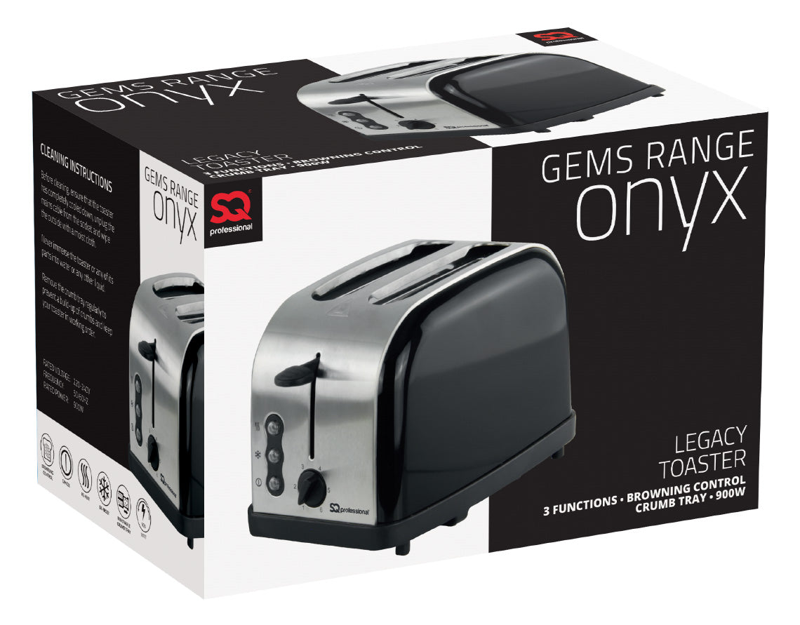 SQ Professional Gems Legacy 2 Slice Toaster 900W Onyx 3433 A