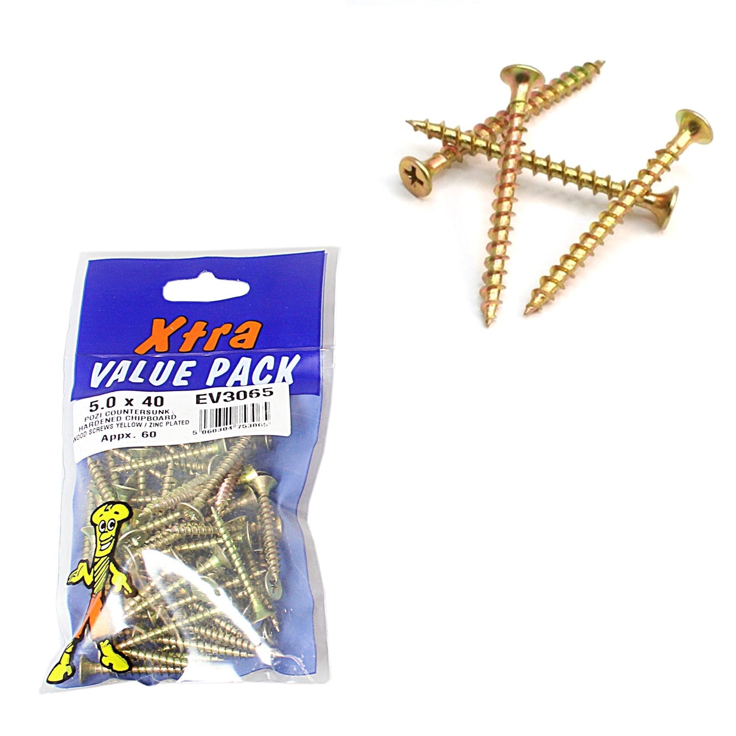 5.0 x 40 Pozi c/sk Chipboard Screws Diy Xtra Value 3065