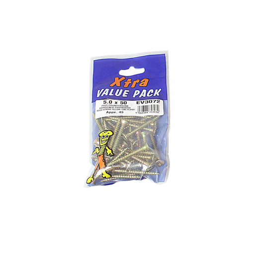 5.0 x 50 Pozi c/sk Chipboard Screws Diy xtra value 3072