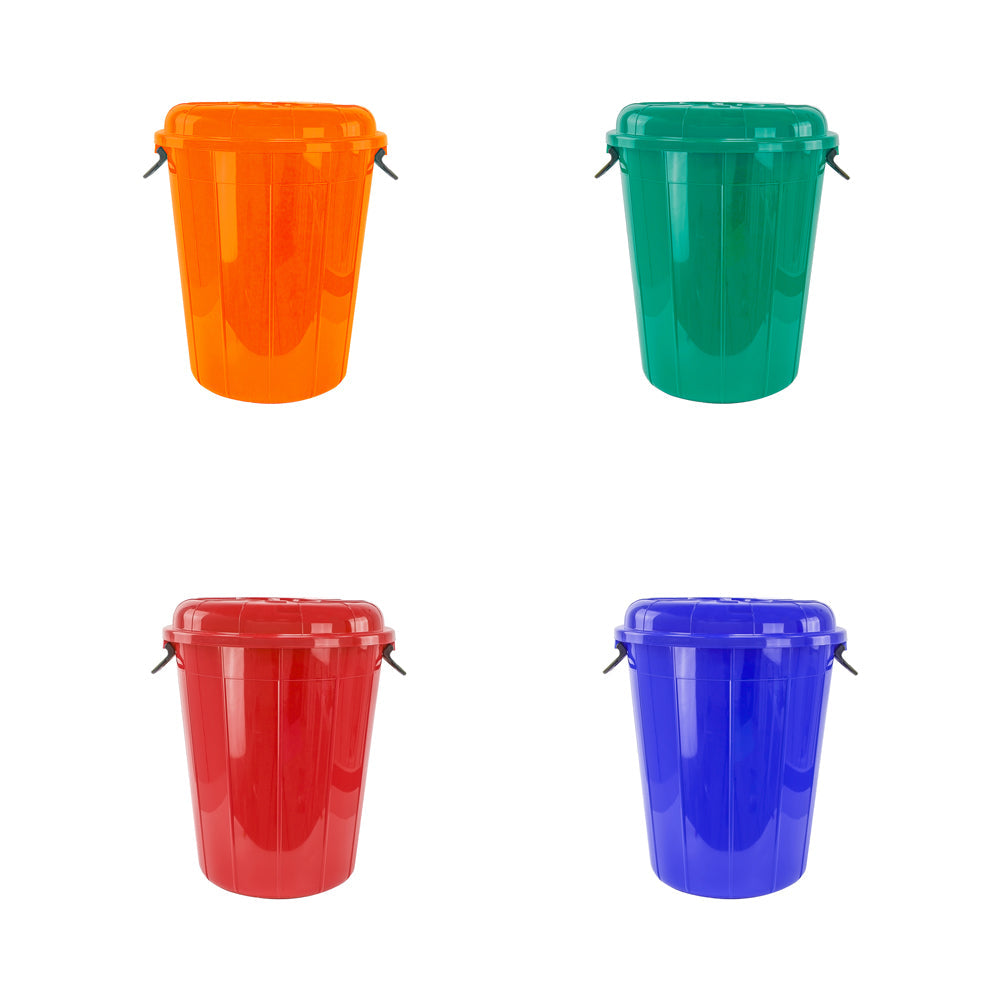 Plastic Eco Storage Drum Bin Bucket with 2 Side Handles 50L Assorted Colours 5006