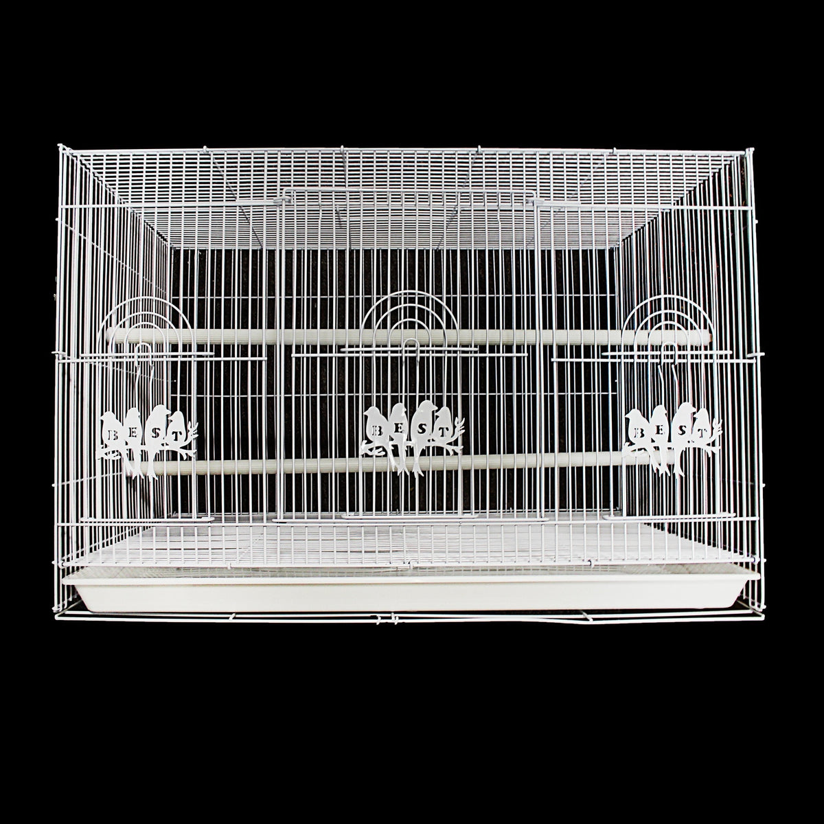 Large White Rectangular Metal Bird Cage