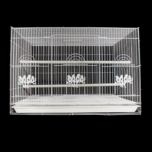 Large White Rectangular Metal Bird Cage