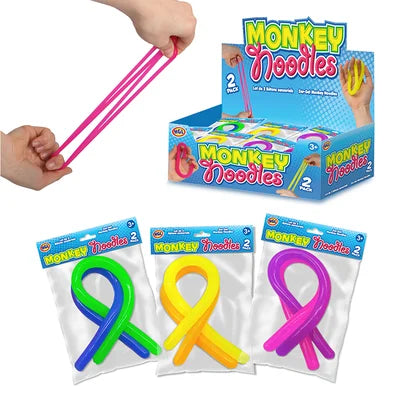 Monkey Noodles 2 Pack Fidget Stretch Squishy Toy - Assorted Colours