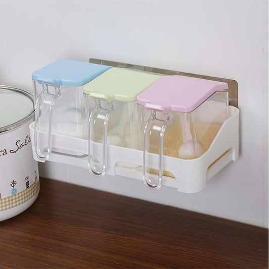 Kitchen Storage Spice Rack Magic Sticker Durable And Stable 3 Container 5 kg Max Load 5183