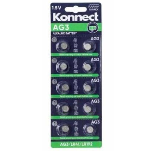 Konnect 10 Pack Alkaline Batteries - 1.5v - AG3 - LR41