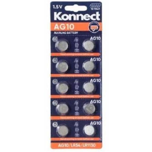 Konnect 10 Pack Alkaline Batteries 1.5v  AG10 - LR54 - LR1130