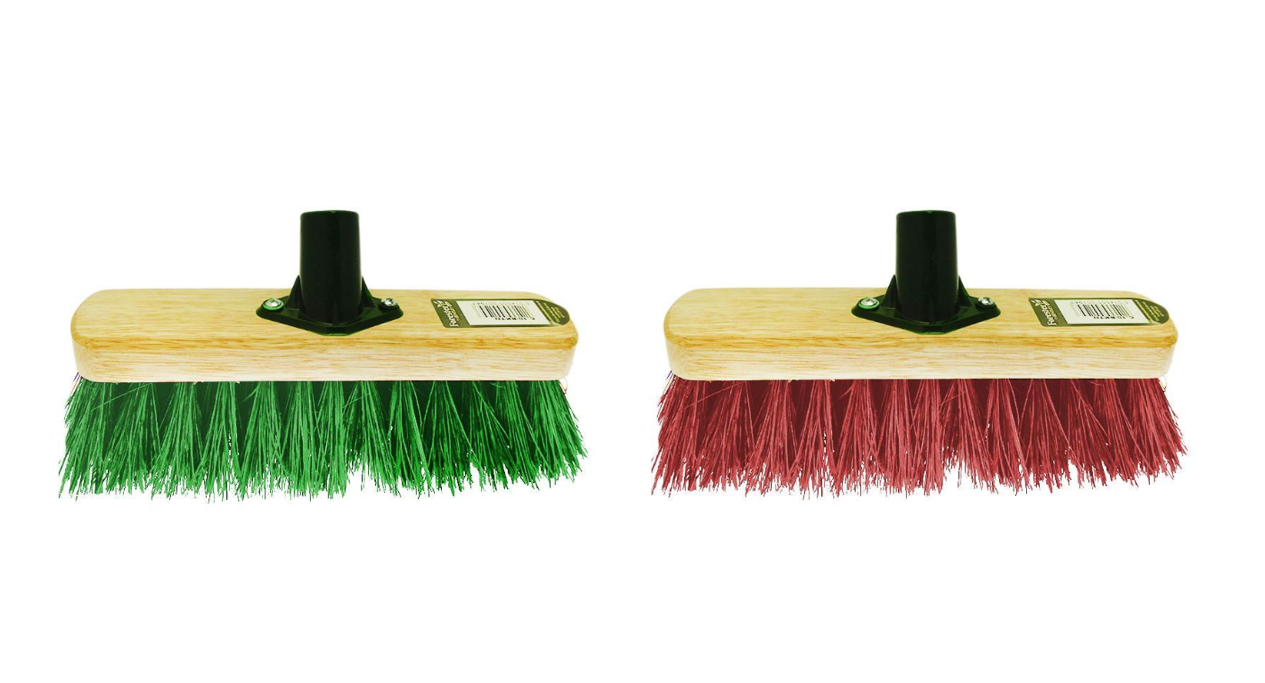 12'' Kingswood PVC Bristle Brush Head Assorted Colours Green / Red 51063