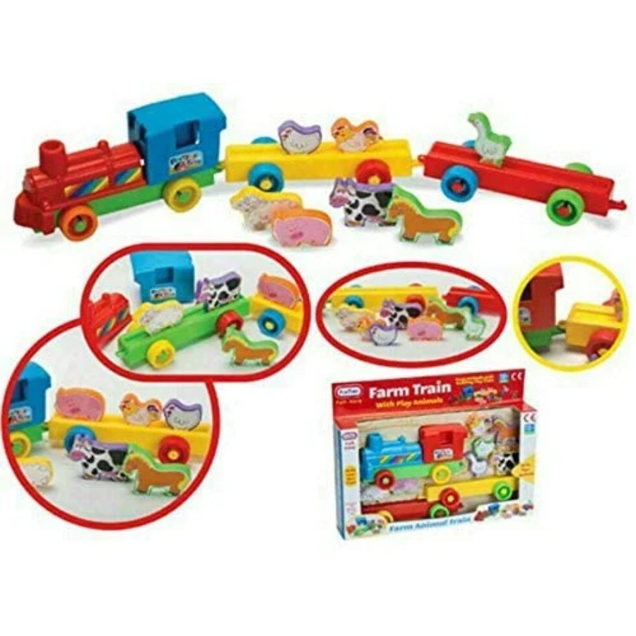 Farm Animals Wooden Train Set