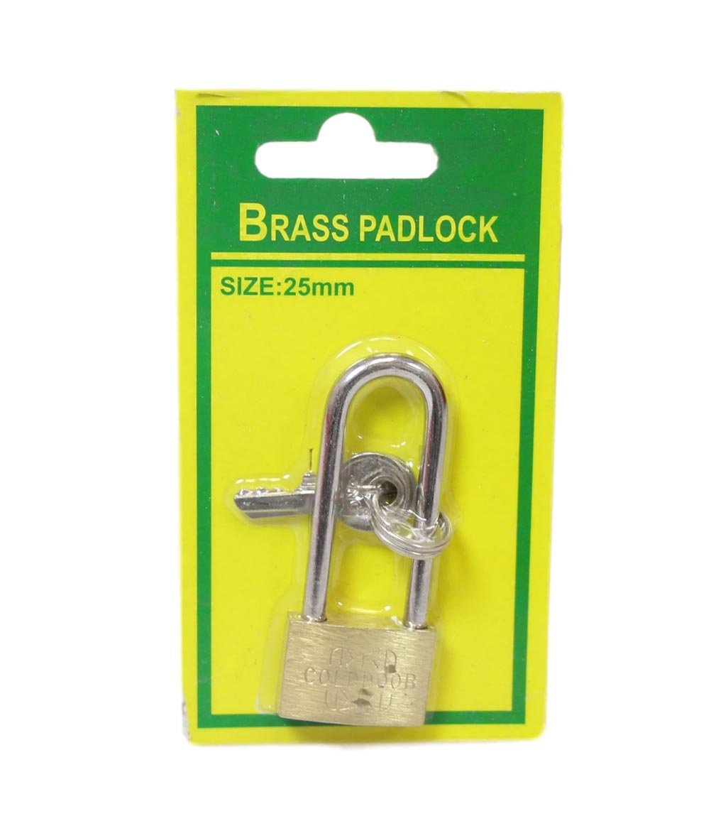 Brass Long Padlock Diy Home Suitcase Gold Door Padlock With 2 Keys 25mm 5186