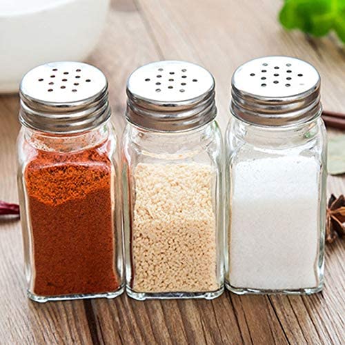 Square Glass Salt Pepper Spices Shaker Jar 9 x 4 cm 7116